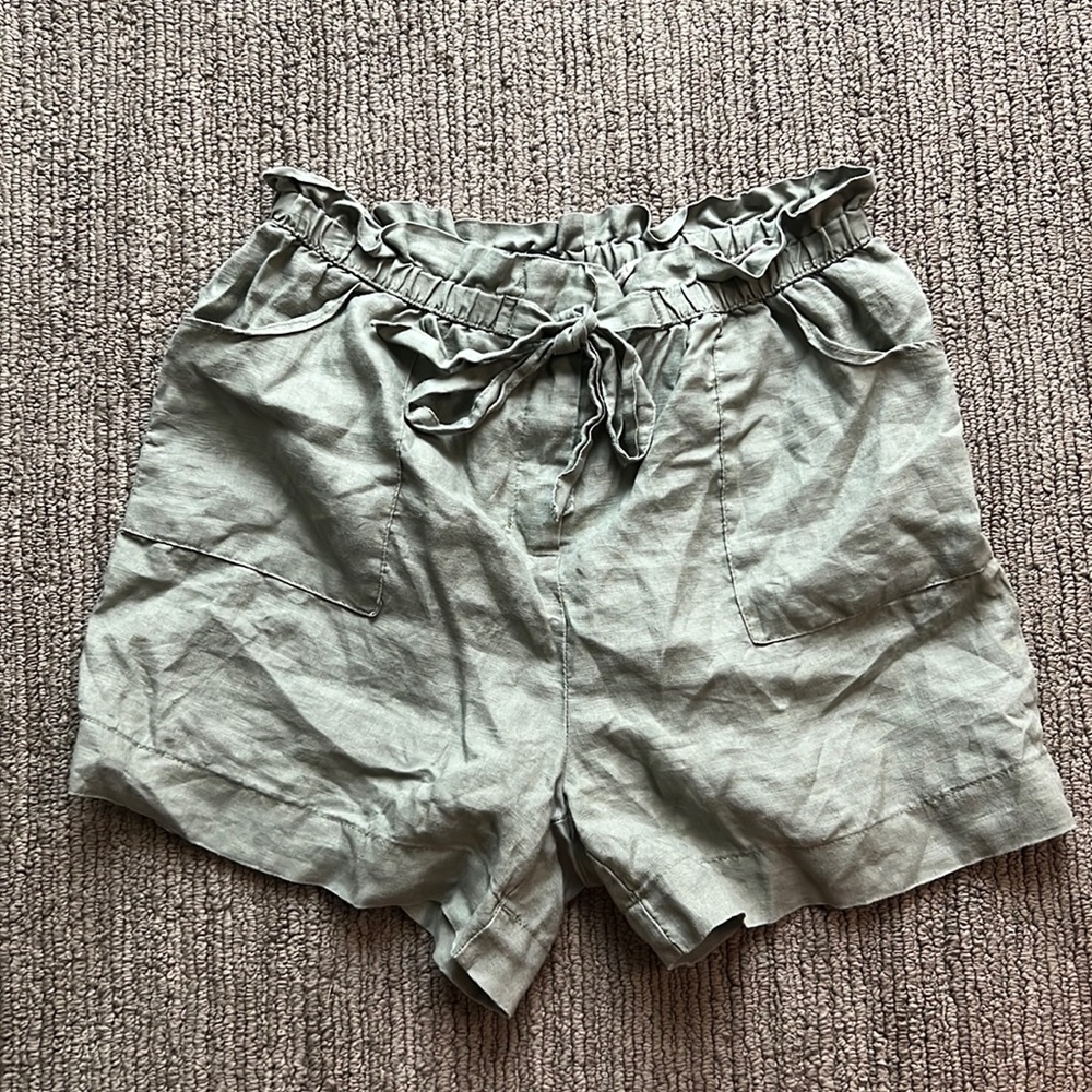 Sage Green Front Tie Shorts